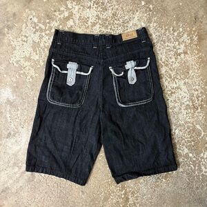 Y2K Baggy Long black UBUG Jean shorts Size 36 14 Inch Inseam Grunge Skater 2000s